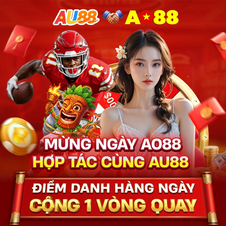 Banner mobi Mừng Ngày AO88 Hợp Tác Cùng AU88 - Điểm Danh Hàng Ngày Cộng 1 Vòng Quay